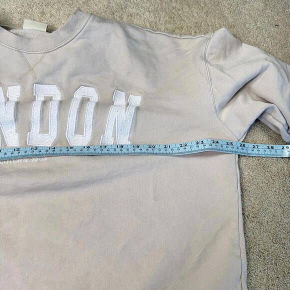 Scotch & Soda London Sweatshirt Size XL Beige Crewneck Embroidered Logo Cropped - Picture 7 of 8